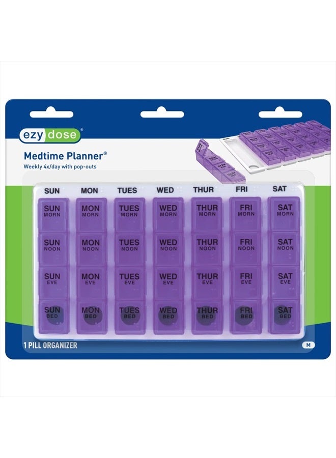Ezy Dose Weekly (7-Day) Pill Organizer, Vitamin and Medicine Box, Medium Pop-Out Compartments, 4 Times a Day, Colors May Vary - Image 5