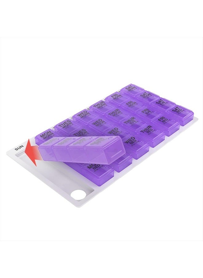 Ezy Dose Weekly (7-Day) Pill Organizer, Vitamin and Medicine Box, Medium Pop-Out Compartments, 4 Times a Day, Colors May Vary - Image 2