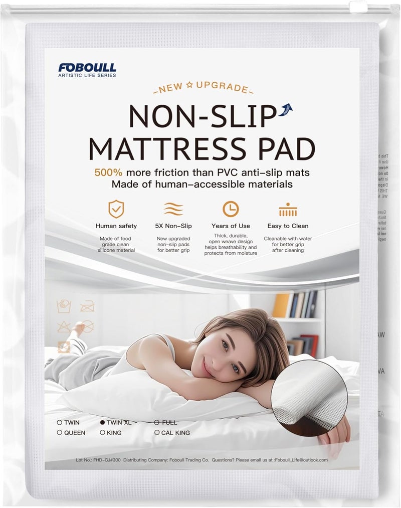 Foboull Silicone Mattress Slide Stopper and Gripper, 5X Anti - Slip, Non Slip Mattress pad,Keep Bed and Topper Pad from Sliding for Sofa, Couch, Chair Cushion, Mattresses, Easy Trim Pads, Twin XL - Image 1