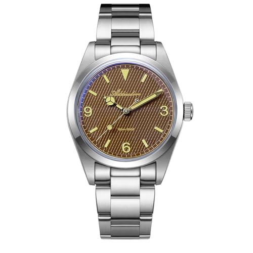 ADDIESDIVE 36 MM Watch for Men Women Brown Waffle Dial VH Sweep Second Movement Luminous 100 M Waterproof Simple Male Watches - Image 1