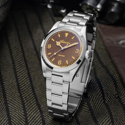 ADDIESDIVE 36 MM Watch for Men Women Brown Waffle Dial VH Sweep Second Movement Luminous 100 M Waterproof Simple Male Watches - Image 5