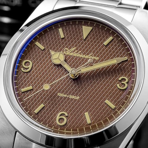 ADDIESDIVE 36 MM Watch for Men Women Brown Waffle Dial VH Sweep Second Movement Luminous 100 M Waterproof Simple Male Watches - Image 3