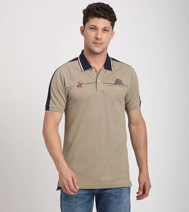 Logo Embroidered Color Block Polo T-Shirt