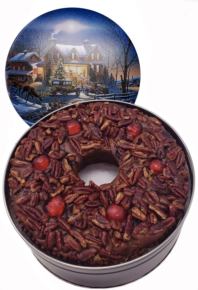 كيكة فواكه جان باركر داكنة 3 باوند (48 أونصة) في علبة عيد قابلة للجمع (الألوان قد تختلف) - كيكة العيد - كيكة عيد الميلاد - أفضل كيكة فواكه يمكنك شراؤها - Image 1