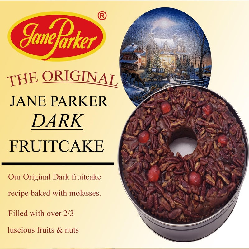 كيكة فواكه جان باركر داكنة 3 باوند (48 أونصة) في علبة عيد قابلة للجمع (الألوان قد تختلف) - كيكة العيد - كيكة عيد الميلاد - أفضل كيكة فواكه يمكنك شراؤها - Image 2