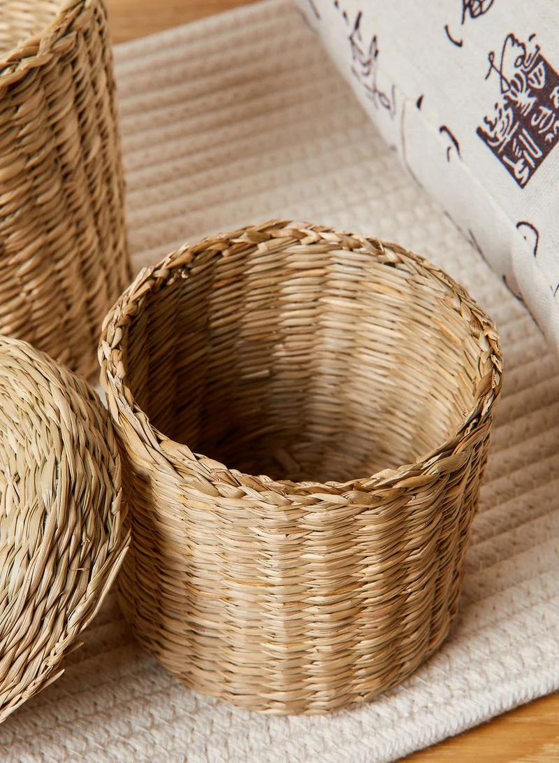 Sass & Belle Set Of 2 Seagrass Baskets With Lid