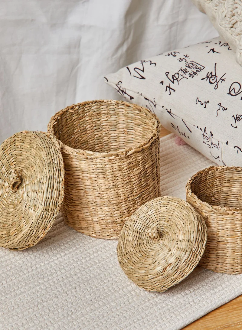 Sass & Belle Set Of 2 Seagrass Baskets With Lid