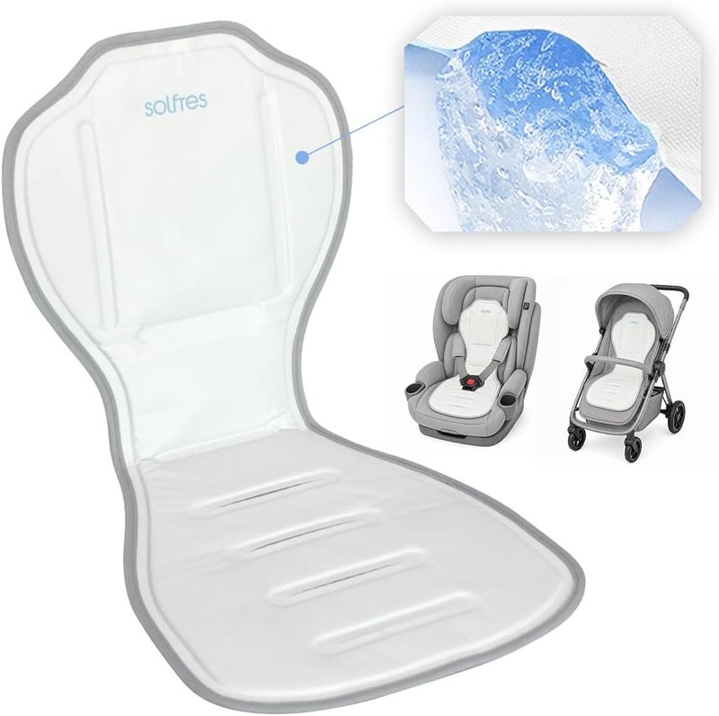 وسادة تبريد مقعد السيارة الهيدروجيل سولفريس للرضع. لا تحتاج إلى تبريد. حشوة وسادة تبريد لمقعد السيارة وعربة الأطفال مع ظهر شبكي ثلاثي الأبعاد قابل للتنفس ومضاد للانزلاق. للأطفال الصغار من 0-1 سنة (12-48 شهرًا) - Image 1