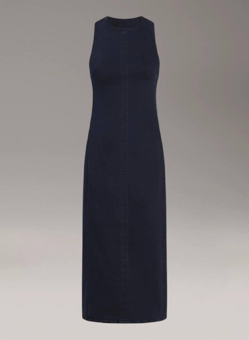 كالفن كلاين جينز فستان جينز متوسط الطول بدون أكمام - Image 4