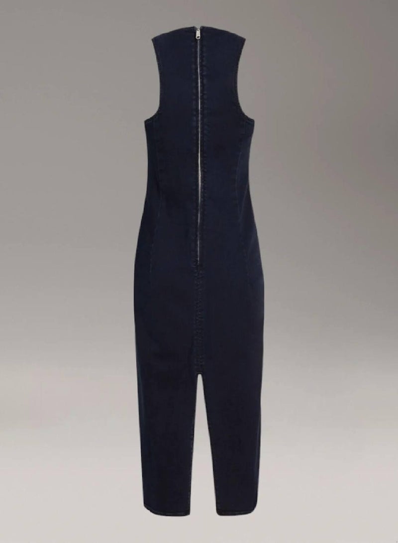 كالفن كلاين جينز فستان جينز متوسط الطول بدون أكمام - Image 5