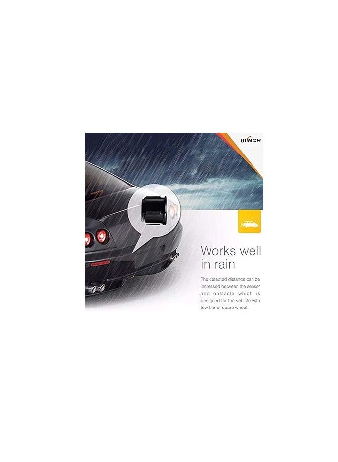 رويال ROYAL - مستشعر مواقف السيارات Winca 4 أجهزة استشعار للمساعدة العكسية التلقائية، نظام كاشف الرادار الاحتياطي، شاشة رقمية باللون الأحمر، أشرطة على الوجهين، صندوق التحكم في كابل الطاقة 12 فولت (أحمر) - Image 3