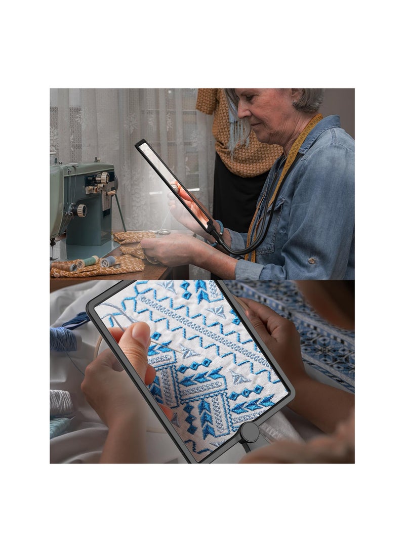 كاست ويف 5X Hands Free Magnifying Glass with Light, Neck Wear Magnifier for Close Work, Full Book  Magnifier Flexible Gooseneck Magnifier for Reading Books Seniors, Repair, Sewing, Low Vision Elderly - Image 4