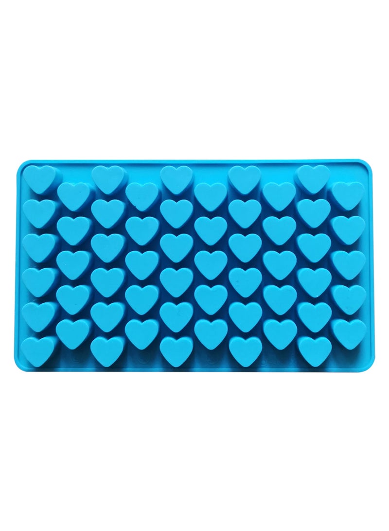 asmat Blue Heart-Shaped 55-Cavity Silicone Mold for Homemade Treats – Perfect for Chocolate & Gummies  - Image 1