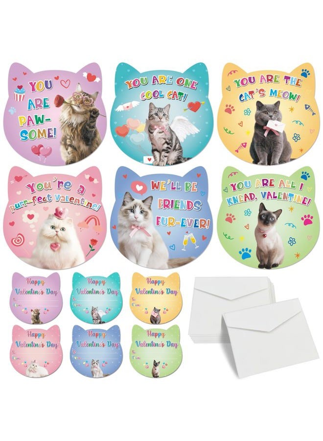 Hoblynth 30 Pack Valentines Day Cards for Kids Classroom Valentine's Day Cards with Envelopes Lovely Cat Gifts Exchange Card for Classroom Activity Favor Valentines Greeting Card for Girls Boys - Image 1