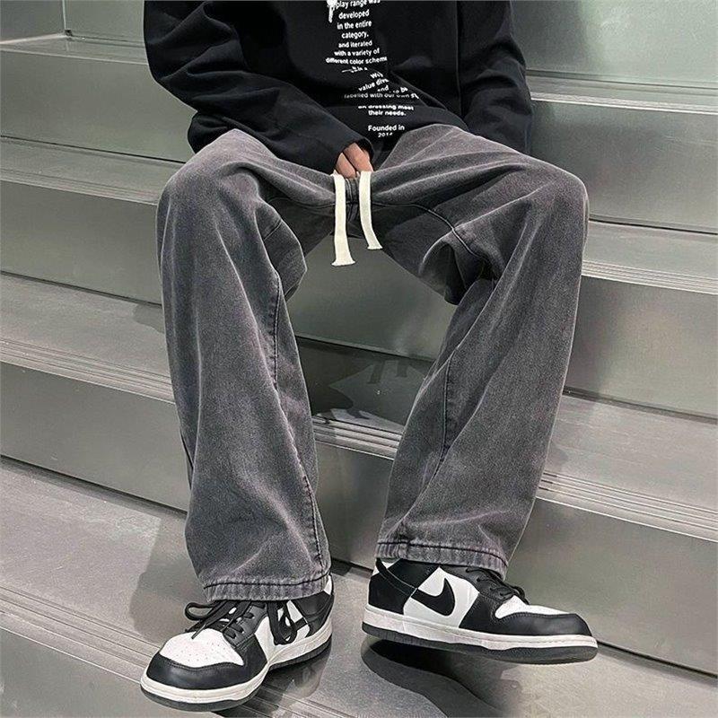 American High Street Retro Velvet Yellow Mud Jeans Men'S Trousers Loose Student Straight Pants Trendy Brand Boys' Trousers - Image 1