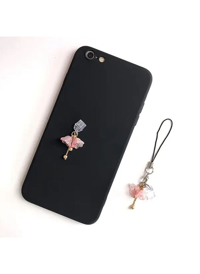 غطاء منفذ شحن الهاتف زهرة الشرابة الوردي لآيفون 6 14 برو ماكس مع شاحن مخلب الكركند - Image 5