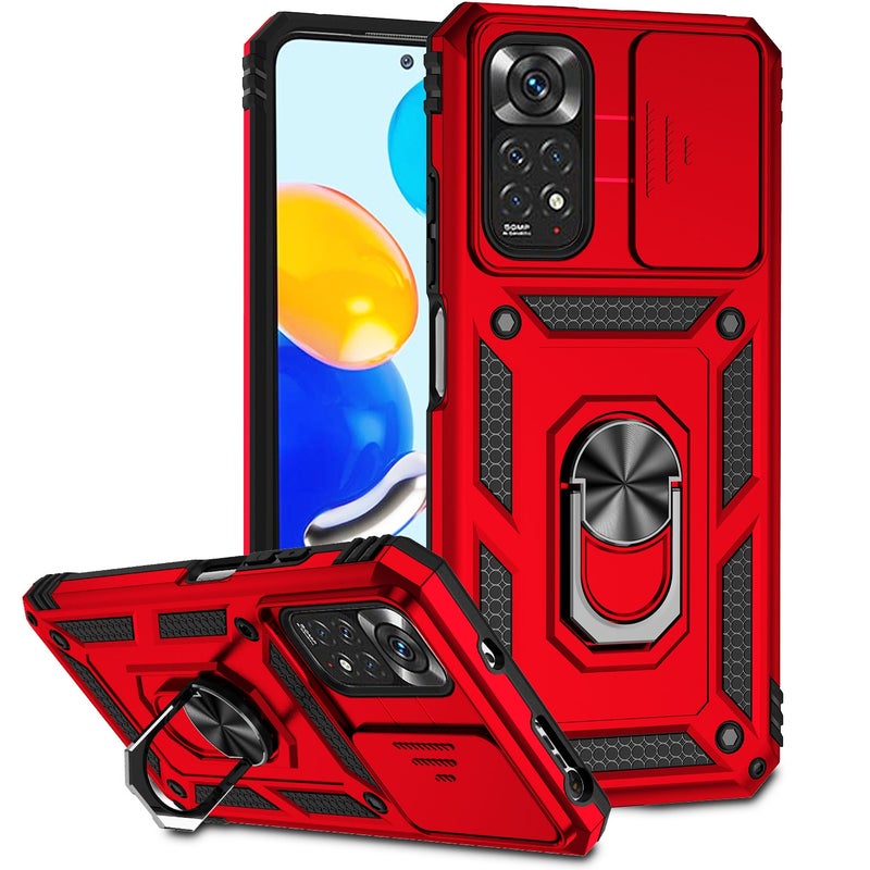 HuHa Protective Cover For Xiaomi Redmi Note 11 Global Sliding Camshield Holder Phone Case(Red) - Image 1