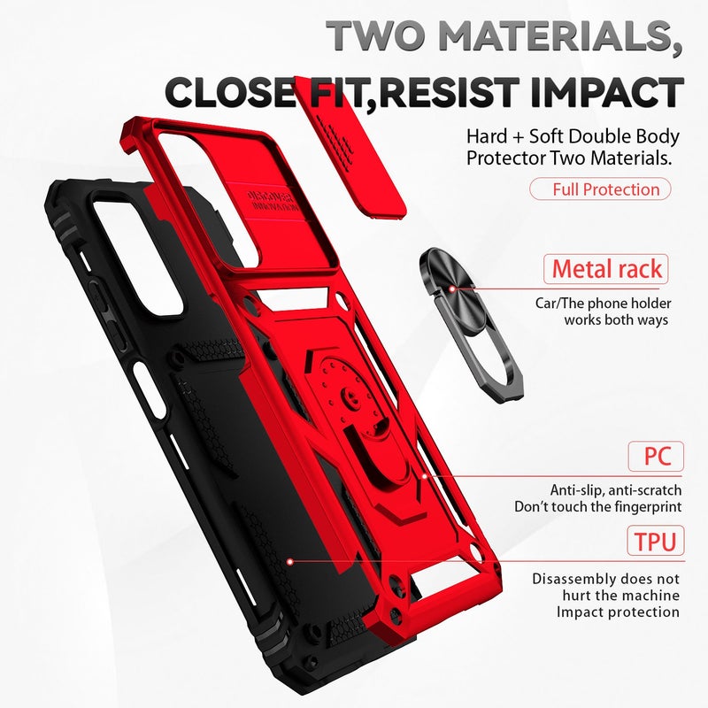HuHa Protective Cover For Xiaomi Redmi Note 11 Global Sliding Camshield Holder Phone Case(Red) - Image 4