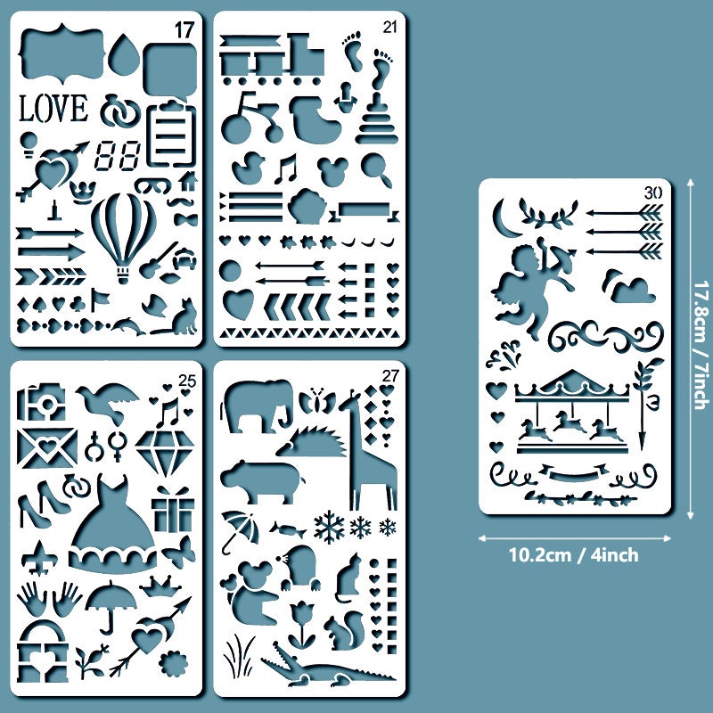 Handbook Hollow-Out Painting Template Diy Diary Scrapbook Album Creation Shape Graphic Plastic Template - Image 4