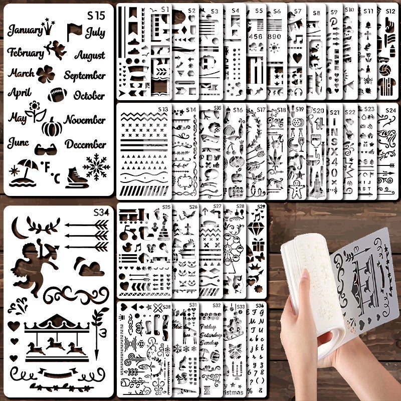 Handbook Hollow-Out Painting Template Diy Diary Scrapbook Album Creation Shape Graphic Plastic Template - Image 2