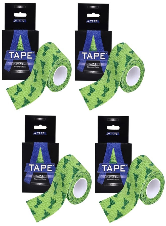 الشريط ضمادة لاصقة ذاتية اللصق قابلة للتهوية من A-TAPE للبشر والحيوانات الأليفة (الكلاب والقطط والطيور) - (5 سم × 4.5 متر، عبوة من 4 قطع) (ديناصور) - Image 1