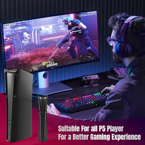 PEYANZ Faceplate Cover Compatible with PlayStation 5 Slim (Digital Edition) - Protective ABS Shell, Scratch-Resistant Matte Surface, Includes 2 Silicone Covers - Image 3