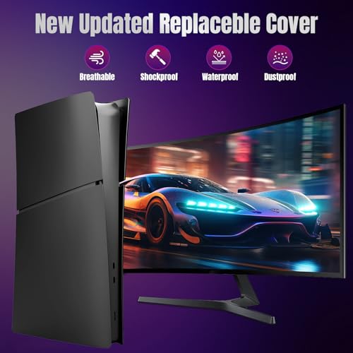 PEYANZ Faceplate Cover Compatible with PlayStation 5 Slim (Digital Edition) - Protective ABS Shell, Scratch-Resistant Matte Surface, Includes 2 Silicone Covers - Image 2