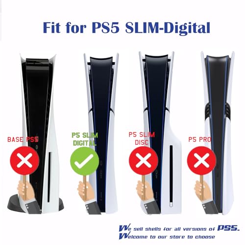 PEYANZ Faceplate Cover Compatible with PlayStation 5 Slim (Digital Edition) - Protective ABS Shell, Scratch-Resistant Matte Surface, Includes 2 Silicone Covers - Image 4