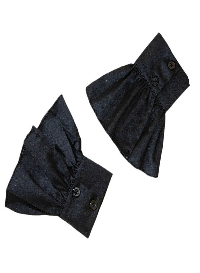 DATOA Cute Lace Hand Sleeve Wrist Cuffs Ruffled Detachable Bracelet Wedding Xmas Party Sweater Clothing Accessories-Black - Image 1