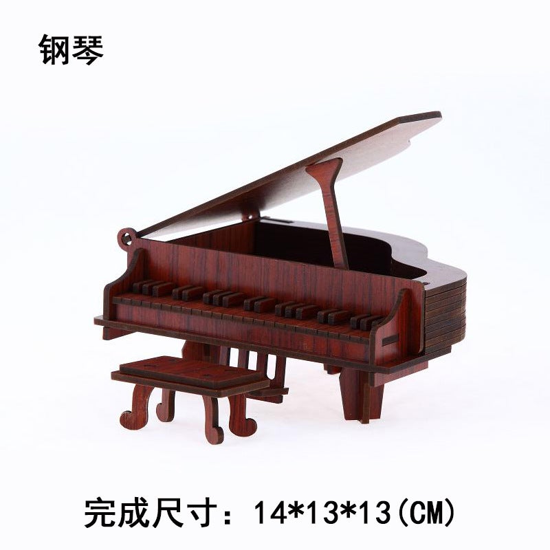 Wooden Puzzle Diy Puzzle Board Red Bamboo Wood Laser Building Creative Intelligence 3D Stereo Model Ready For - Image 4