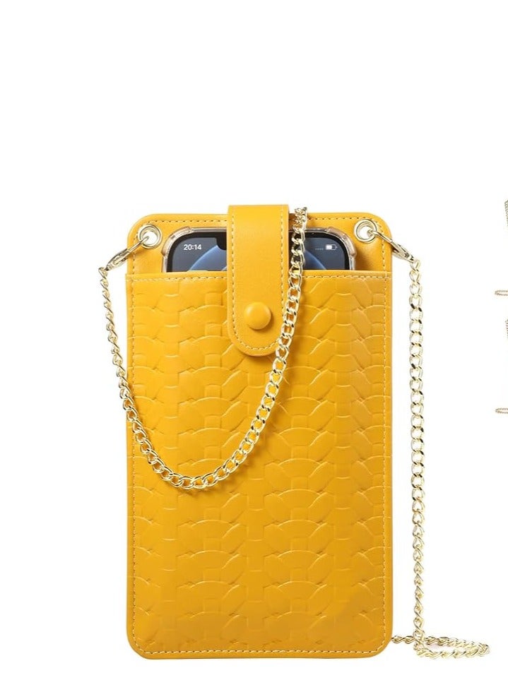 Cell Phone Purse, Small Crossbody Phone Bag, Lightweight Mini Shoulder Bag Cell Phone Wallet, Cell Phone Holster with Card Slot, Phone Pouch Suitable for Many Types of Mobile Phones (Yellow) - Image 1