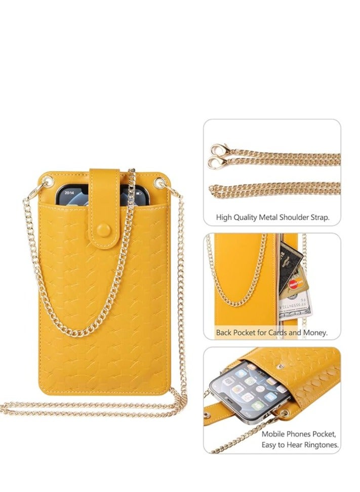 Cell Phone Purse, Small Crossbody Phone Bag, Lightweight Mini Shoulder Bag Cell Phone Wallet, Cell Phone Holster with Card Slot, Phone Pouch Suitable for Many Types of Mobile Phones (Yellow) - Image 2