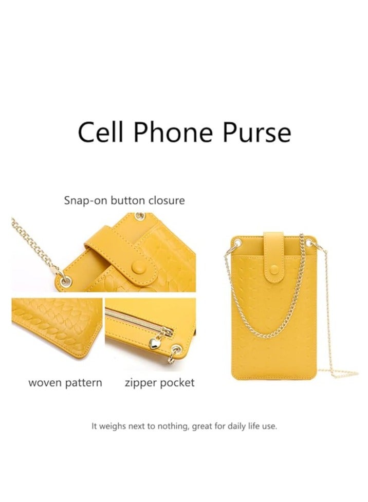 Cell Phone Purse, Small Crossbody Phone Bag, Lightweight Mini Shoulder Bag Cell Phone Wallet, Cell Phone Holster with Card Slot, Phone Pouch Suitable for Many Types of Mobile Phones (Yellow) - Image 3