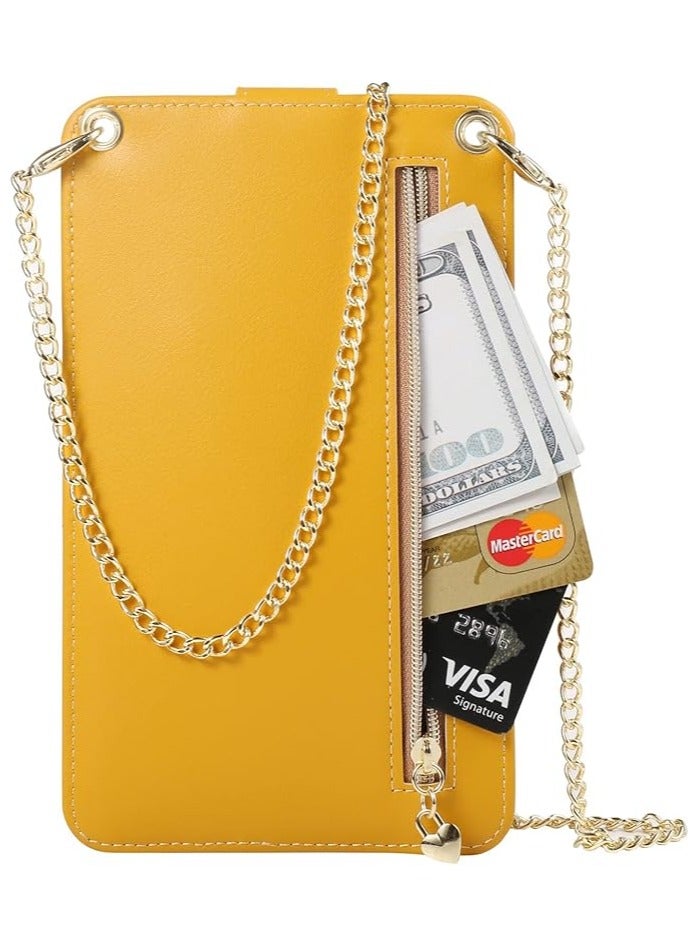 Cell Phone Purse, Small Crossbody Phone Bag, Lightweight Mini Shoulder Bag Cell Phone Wallet, Cell Phone Holster with Card Slot, Phone Pouch Suitable for Many Types of Mobile Phones (Yellow) - Image 4