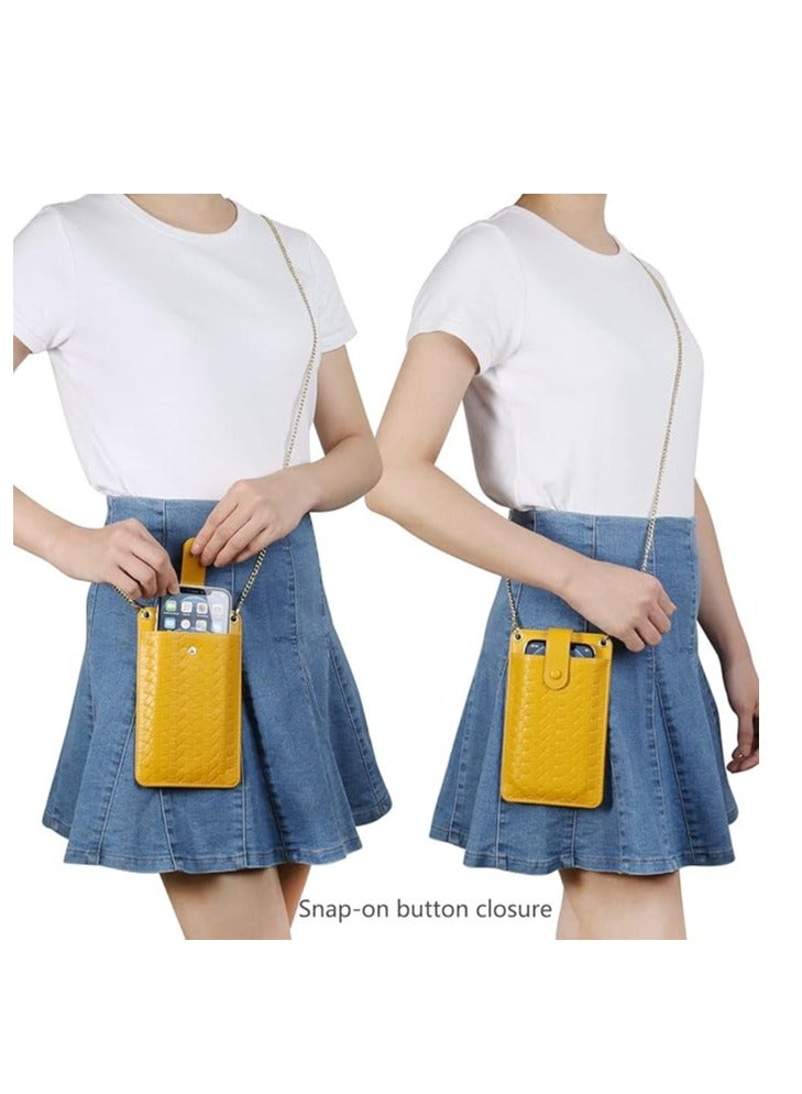 Cell Phone Purse, Small Crossbody Phone Bag, Lightweight Mini Shoulder Bag Cell Phone Wallet, Cell Phone Holster with Card Slot, Phone Pouch Suitable for Many Types of Mobile Phones (Yellow) - Image 5