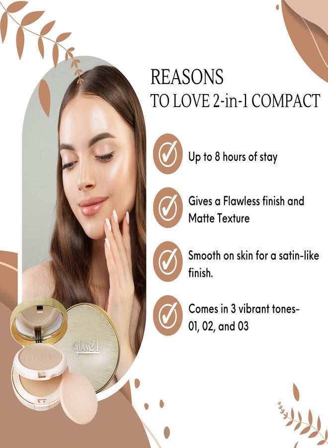 Glam 21 Glam21 Match Perfection Multi-Mineral 2-in-1 Compact Powder| Instant Glow Oil Free Velvety Formulation | Longlasting Matte Finish| Radiant-02 - Image 4
