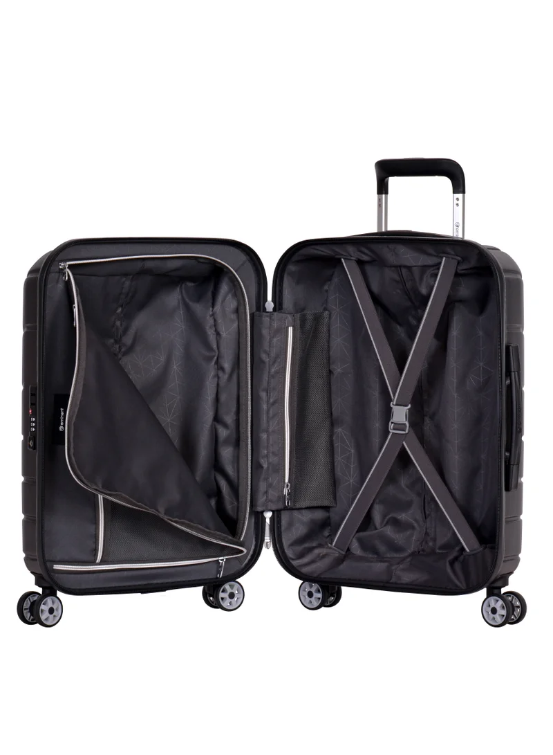 eminent Voyager Hardside Travel Bags Trolley Luggage Set of 3 Makrolon Lightweight with 4 Quiet Double Spinner Wheels Suitcase with TSA Lock KH91 Dark Grey