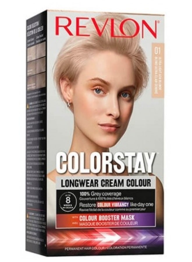 ريفلون صبغة شعر دائمة من ريفلون كولورستاي رقم 01 أشقر رمادي فاتح جداً. - Image 1