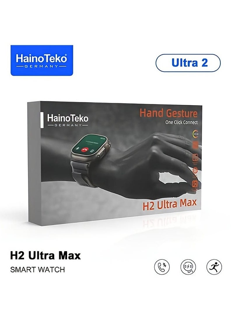 Haino Teko - Germany Hand Gesture H2 Ultra Max Smart Watch AMOLED Display Chat GPT Application Market With 3 Pair Straps and Wireless Charger - Image 1