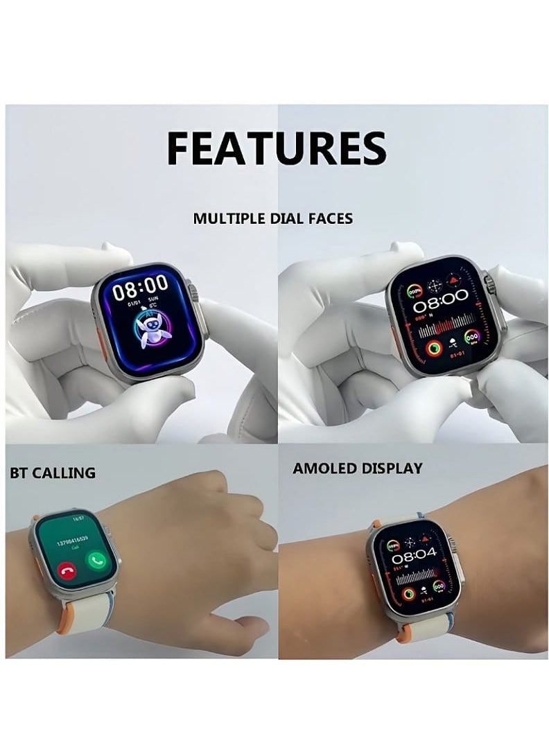 Haino Teko - Germany Hand Gesture H2 Ultra Max Smart Watch AMOLED Display Chat GPT Application Market With 3 Pair Straps and Wireless Charger - Image 1
