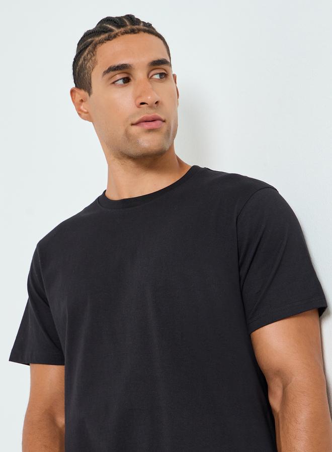 Styli Men Black Crew Neck Regular Fit T-Shirt - Image 2