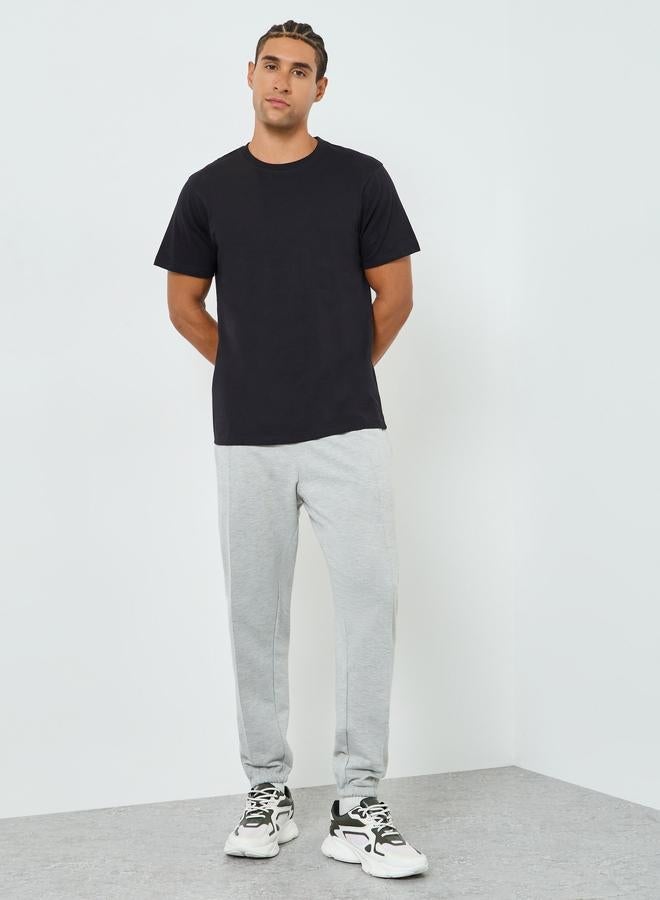 Styli Men Black Crew Neck Regular Fit T-Shirt - Image 3