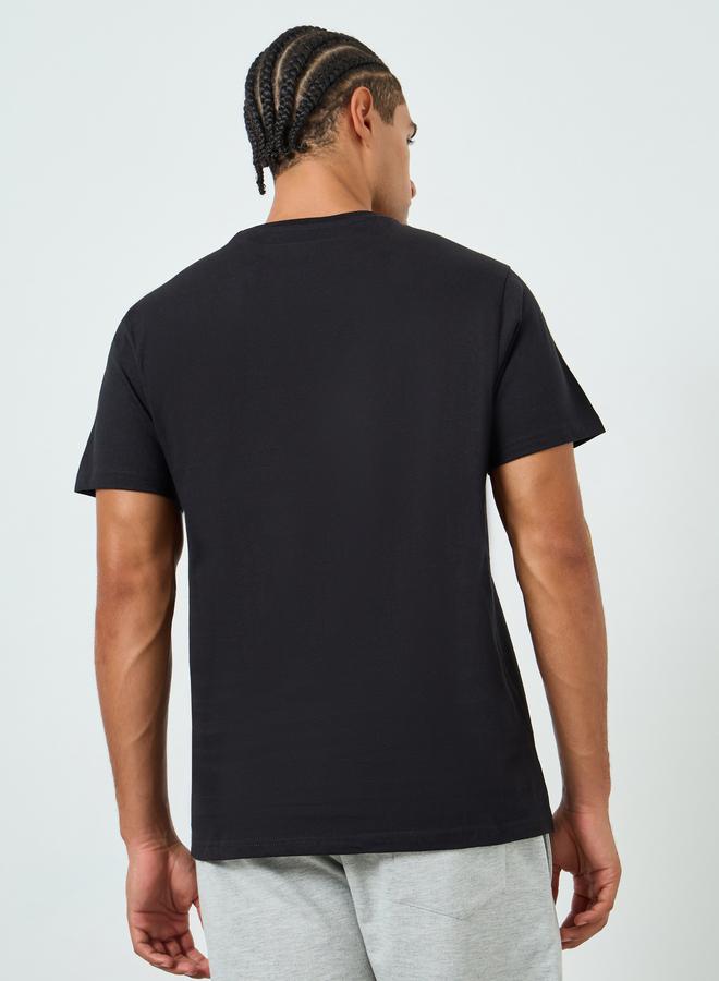 Styli Men Black Crew Neck Regular Fit T-Shirt - Image 5