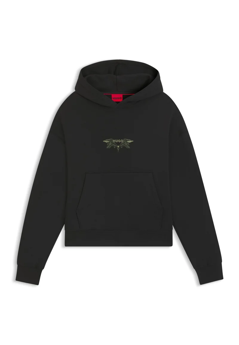 HUGO Cotton-terry hoodie with embroidered artwork