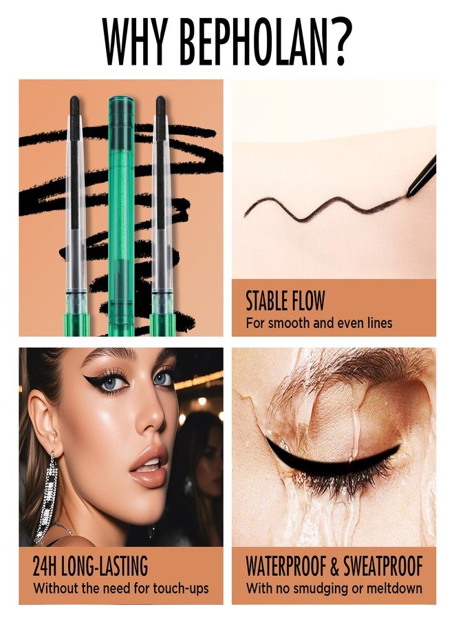 BEPHOLAN Black Eyeliner Pencils,Waterproof Gel Eyeliner Pencil for Women Waterproof Smudge Proof Long-lasting (Black 2) - Image 3
