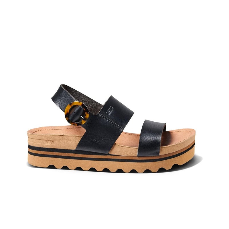 REEF Vista Hi Buckle Womens Platform Fashion Sandal, Arch Support, Ultra Soft Cushion Footbed, Black/Tan, 9 - Image 3