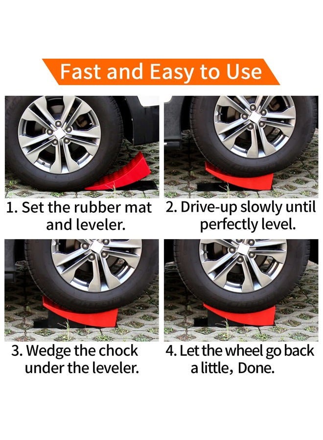 OULEME RV Leveling Blocks, Camper Trailer Leveler, 2 Packs for Travel Trailer Motorhome, Include 2 Curved Leveler Ramp, 2 Chock, 2 Rubber Mat, 1 T Bubble Level, 1 Carry Bag - Image 5