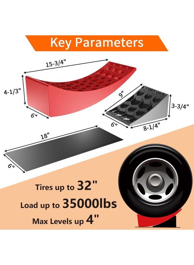 OULEME RV Leveling Blocks, Camper Trailer Leveler, 2 Packs for Travel Trailer Motorhome, Include 2 Curved Leveler Ramp, 2 Chock, 2 Rubber Mat, 1 T Bubble Level, 1 Carry Bag - Image 3