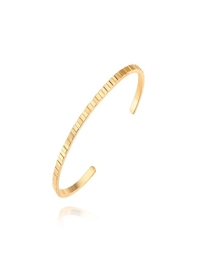 PEARLADA 18k Gold Open Bangle Bracelet, Square Cuff Bracelet Adjustable, Stackable Bracelets for Women Trendy - Image 1