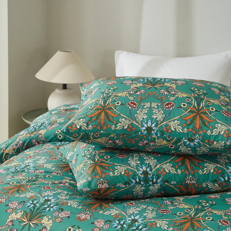 mixinni Farmhouse Boho Comforter Set Queen Size - 3 Piece Lightweight All Season Bedding Set with Fluffy Comforter & 2 Pillow Shams, Floral Botanical Design, Soft Breathable Microfiber - Image 5
